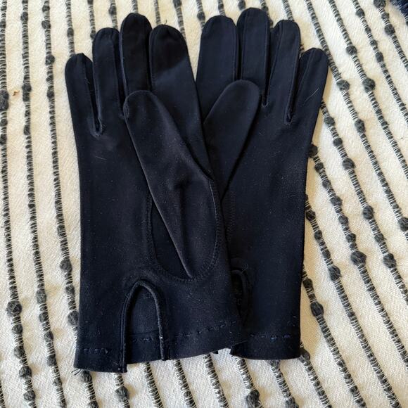 1960s Vintage Lightweight Suede Black Unlined Gloves Driving Gloves Size 7 - Picture 2 of 4